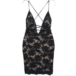Trac Black and Cream Lace Dress